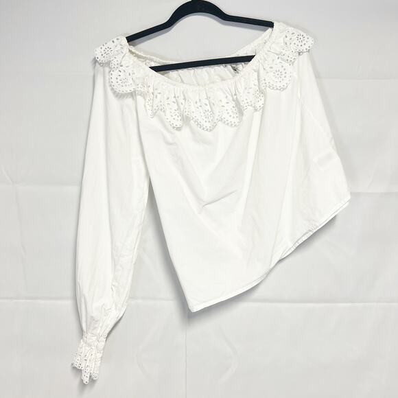 Joie Tops - Joie One Shoulder Top Womens Medium Cotton Eyelet Ruffle Boho Romantic Coquette